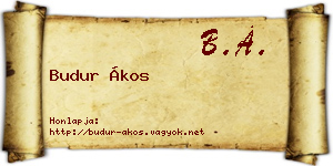 Budur Ákos névjegykártya